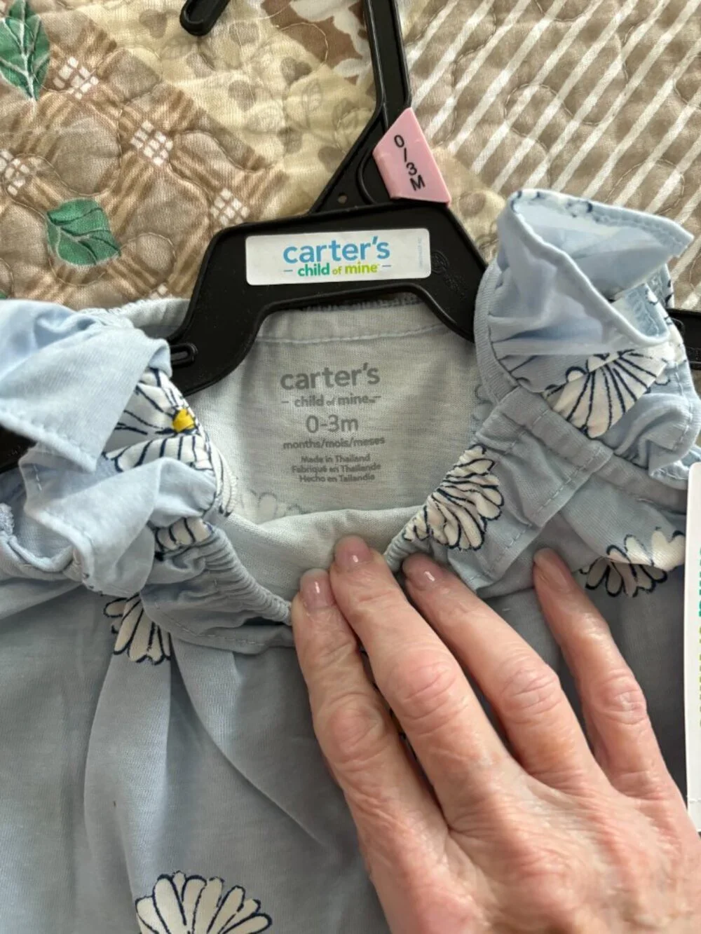 Carter's Child of Mine Baby Girl Light-Blue Daisy Dress Romper Size 0-3 Months